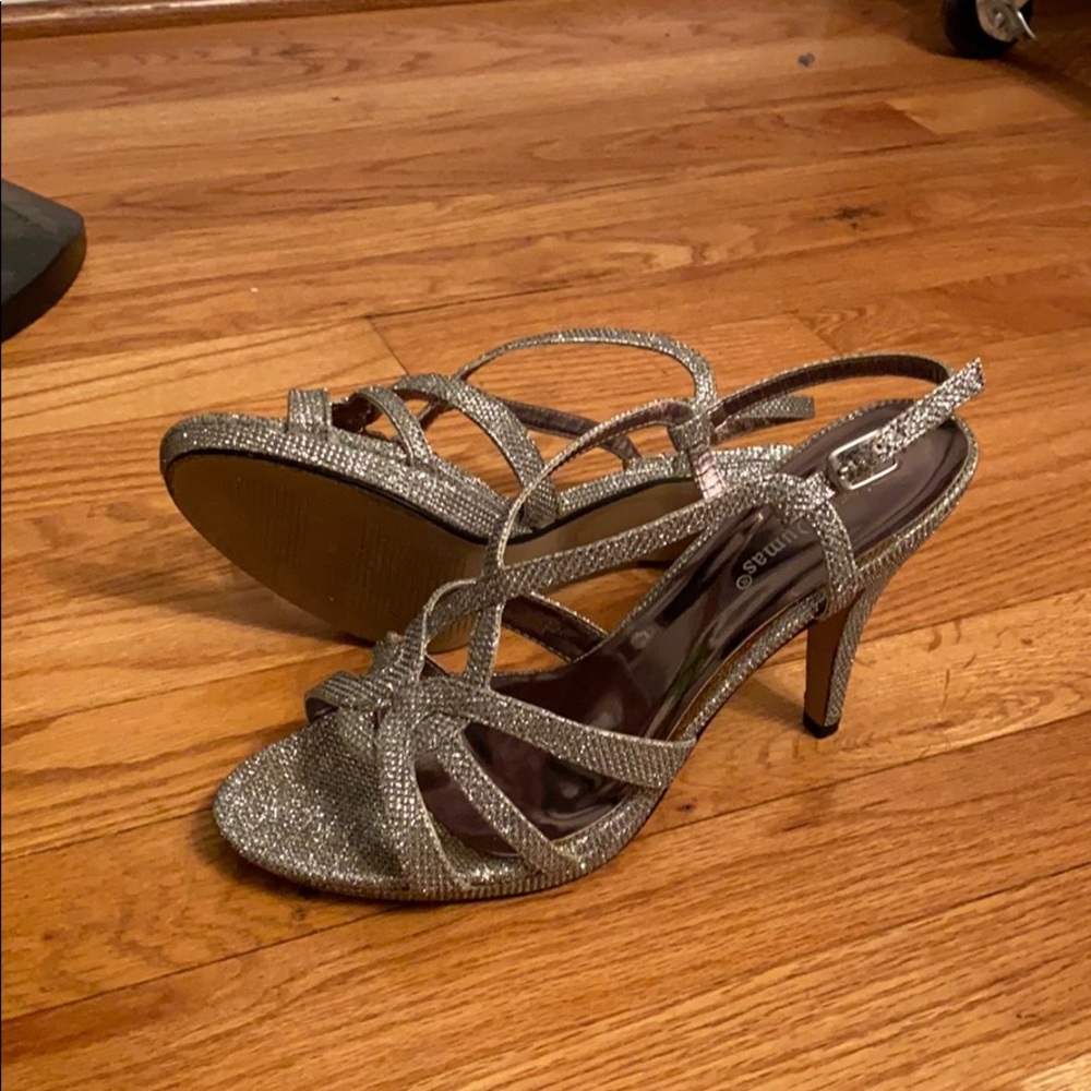 Silver sparkly heels